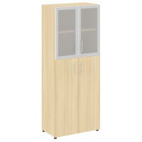 Шкаф высокий широкий (2 средних фасада ЛДСП + 2 низких фасада стекло в раме) Yalta LT.ST-1.7 R акация лорка